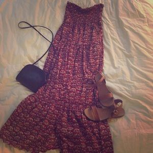 Strapless boho maxi dress